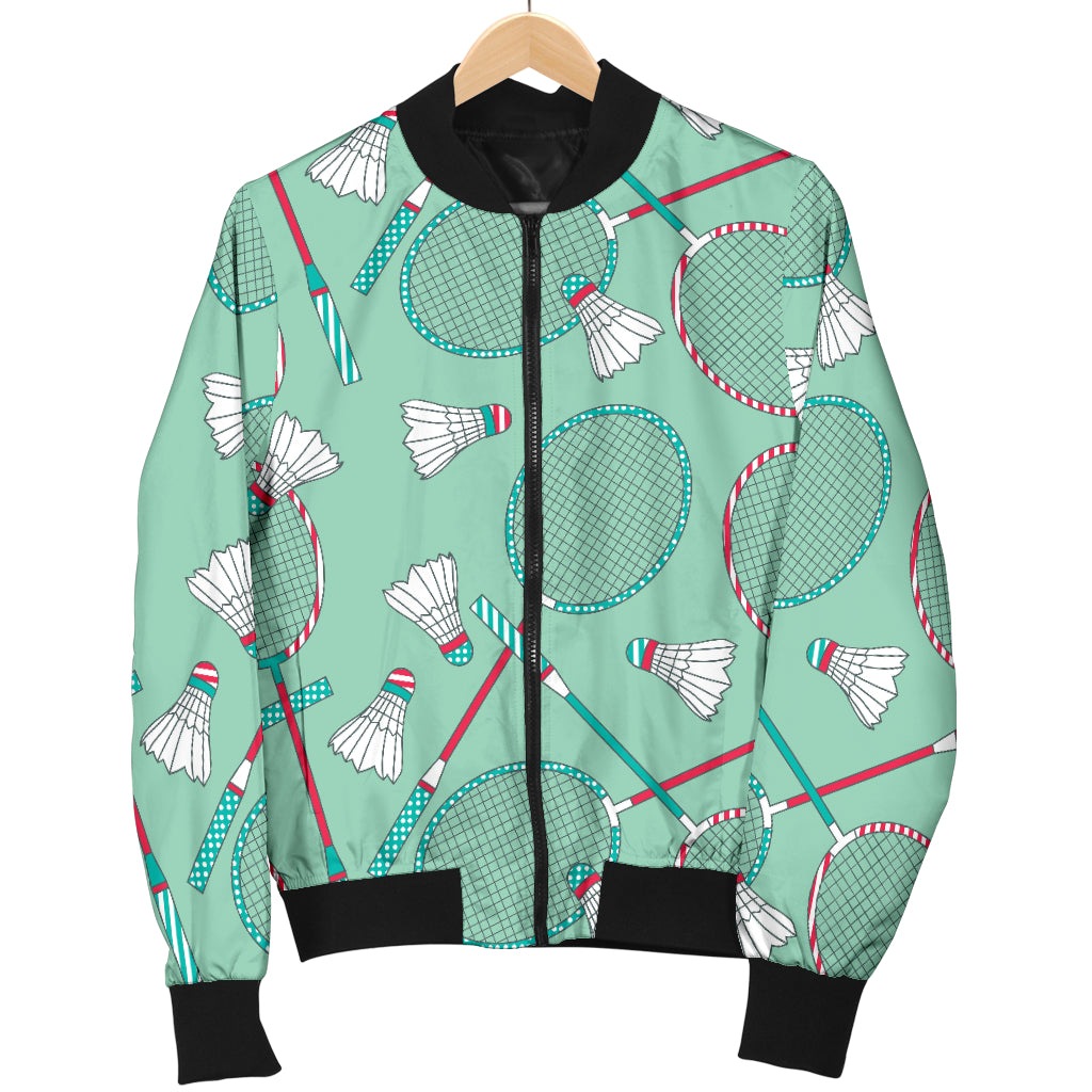 Badminton Pattern Print Design 05 Women's Bomber Jacket