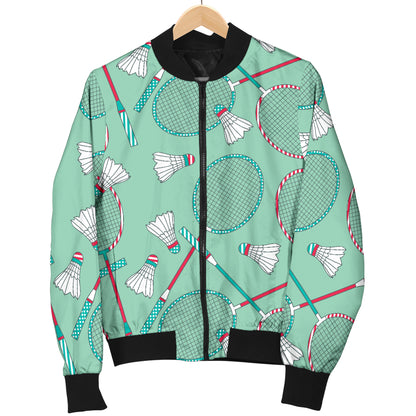 Badminton Pattern Print Design 05 Women's Bomber Jacket