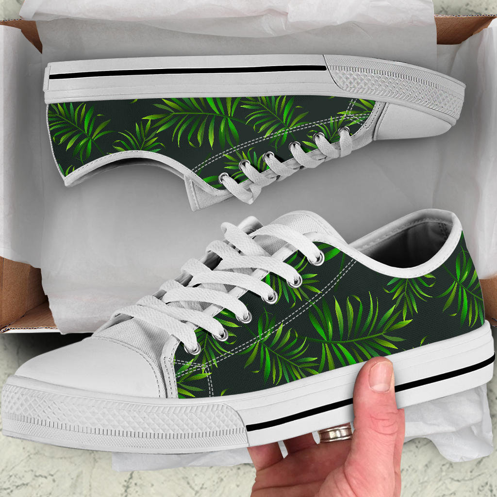 Rainforest Pattern Print Design RF03 White Bottom Low Top Shoes