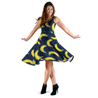 Banana Pattern Print Design BA09 Midi Dress