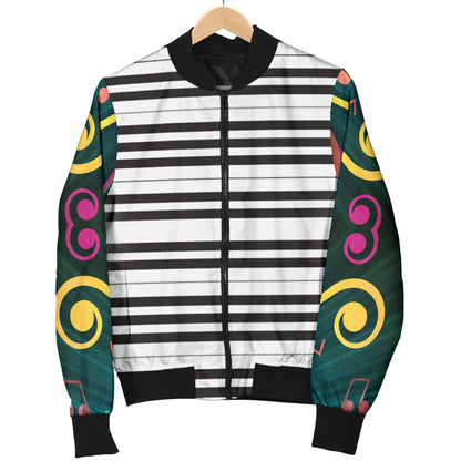 Piano Pattern Print Design 01 Women's Bomber Jacket