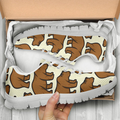Bear Pattern Print Design BE05 Sneakers White Bottom Shoes