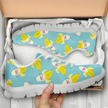 Banana Pattern Print Design BA07 Sneakers White Bottom Shoes