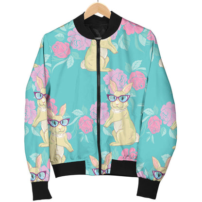 Rabbit Pattern Print Design RB05 Women Bomber Jacket