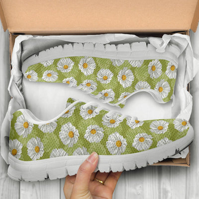 Daisy Pattern Print Design DS06 Sneakers White Bottom Shoes