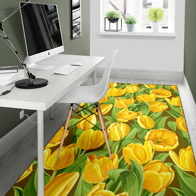 Tulip Yellow Pattern Print Design TP010 Area Rugs