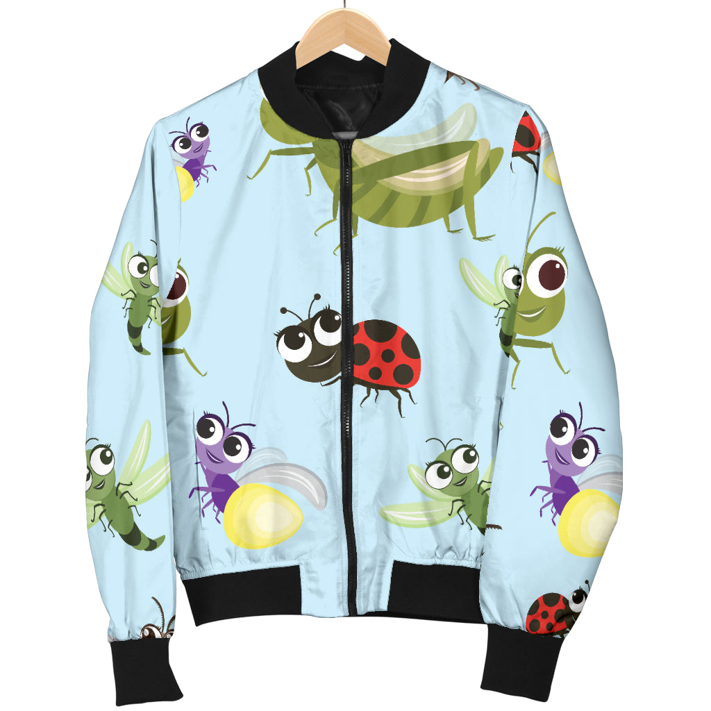 Ladybug Pattern Print Design 01 Women's Bomber Jacket