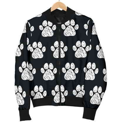 Paw Pattern Print Design A02 Women's Bomber Jacket