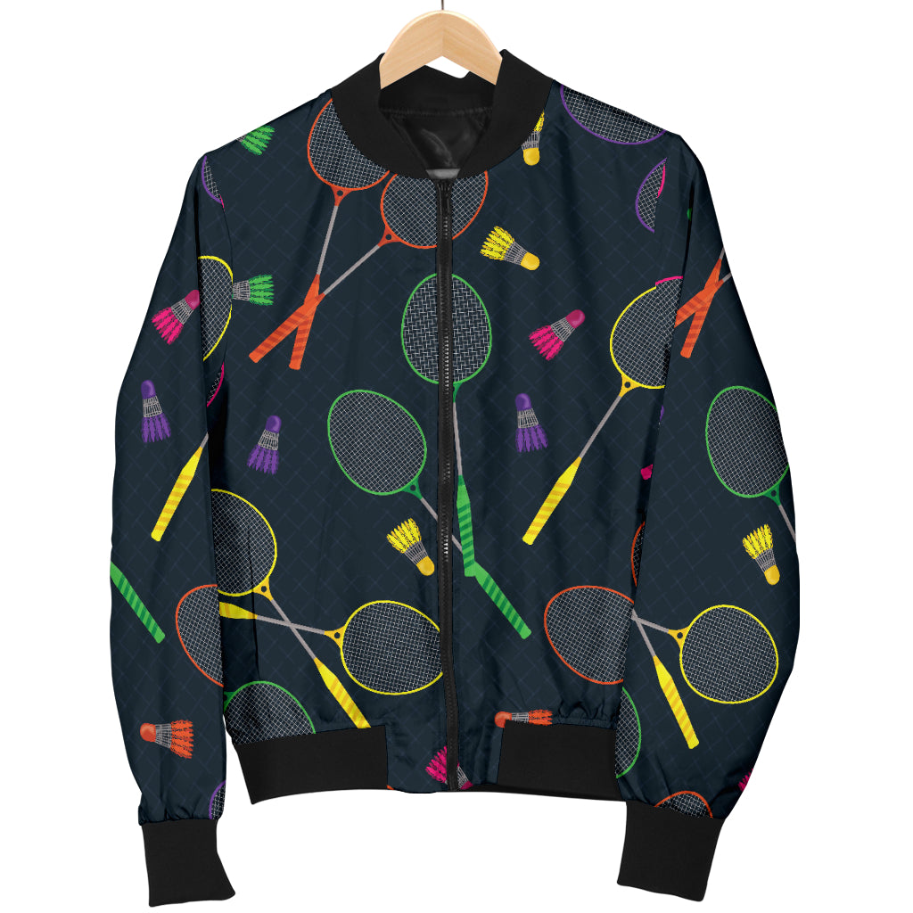 Badminton Pattern Print Design 04 Women's Bomber Jacket