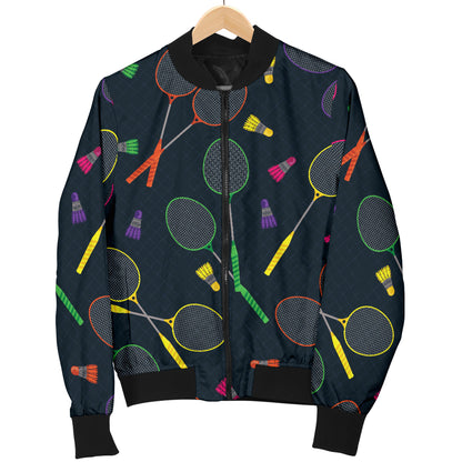 Badminton Pattern Print Design 04 Women's Bomber Jacket