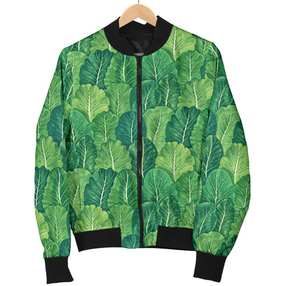 Cabbage Pattern Print Design 02 Women's Bomber Jacket