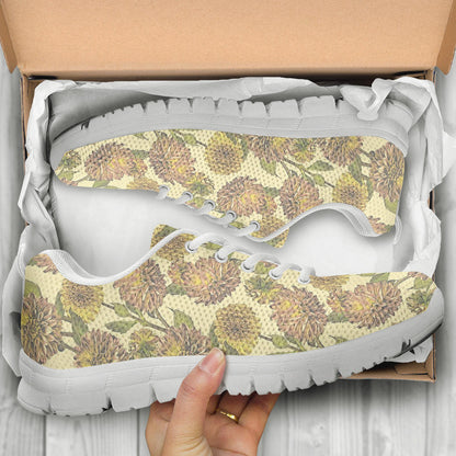 Dahlia Pattern Print Design DH09 Sneakers White Bottom Shoes