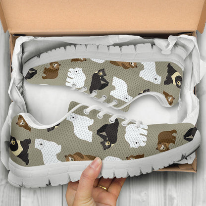 Bear Pattern Print Design BE03 Sneakers White Bottom Shoes
