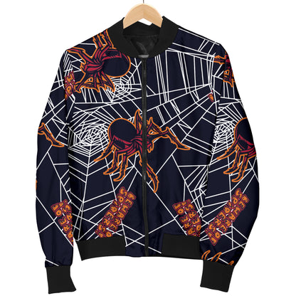Tarantula Spiderwebs Pattern Print Design 01 Women's Bomber Jacket