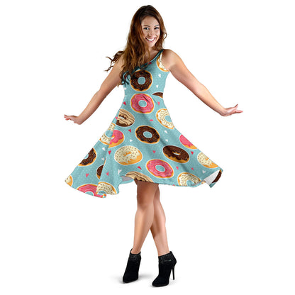 Donut Pattern Print Design DN04 Midi Dress