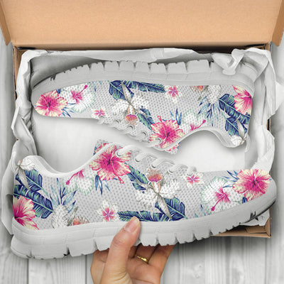 Hibiscus Print Sneakers White Bottom Shoes