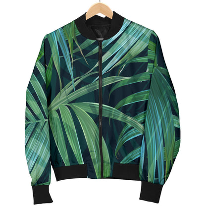 Tropical Flower Pattern Print Design TF011 Women Bomber Jacket