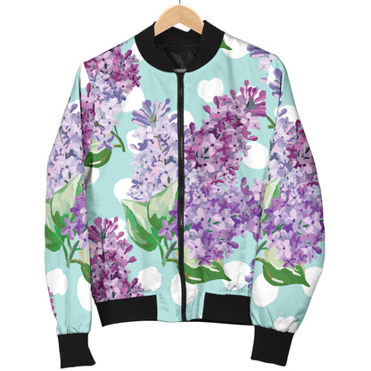 Lilac Pattern Print Design 02 Women's Bomber Jacket