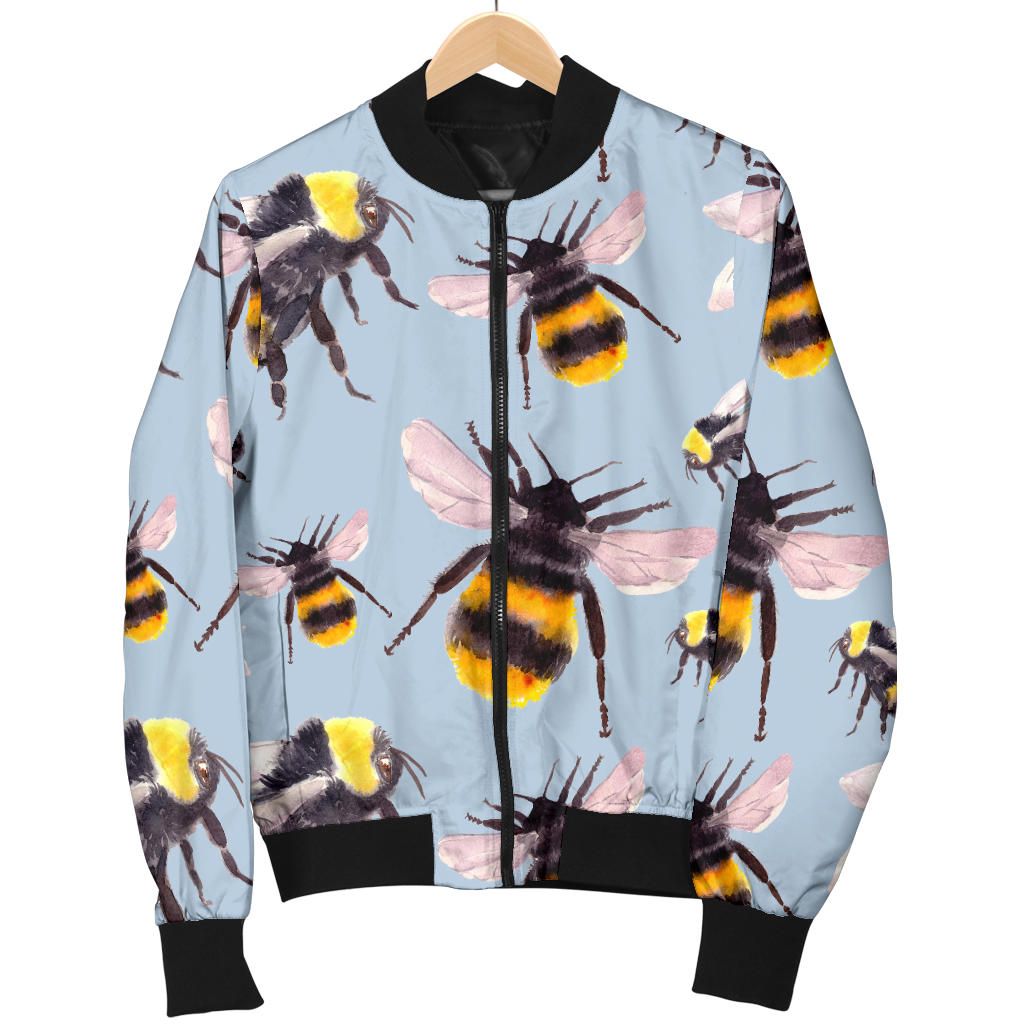 Bee Pattern Print Design BEE08 Men Bomber Jacket