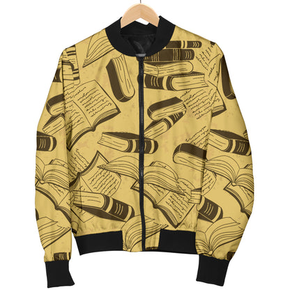 Book Pattern Print Design 02 Women's Bomber Jacket