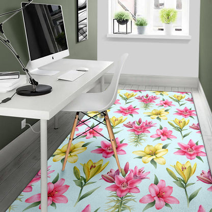 Lily Pattern Print Design LY010 Area Rugs