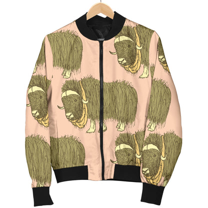 Yak Pattern Print Design 01 Women's Bomber Jacket