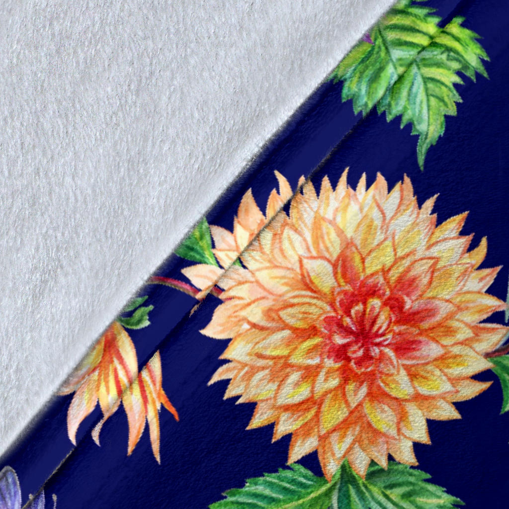 Dahlia Pattern Print Design DH010 Fleece Blanket