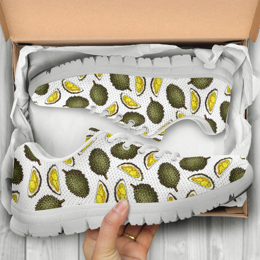 Durian Pattern Print Design DR03 Sneakers White Bottom Shoes