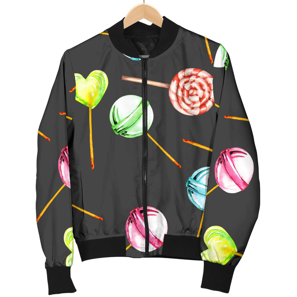 Lollipop Pattern Print Design LL02 Women Bomber Jacket