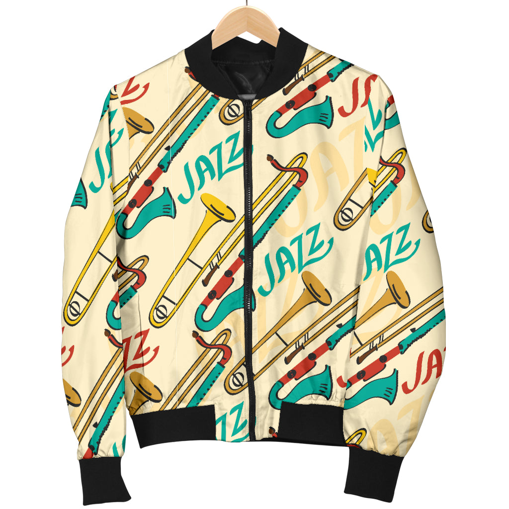 Trombone Pattern Print Design 03 Women's Bomber Jacket
