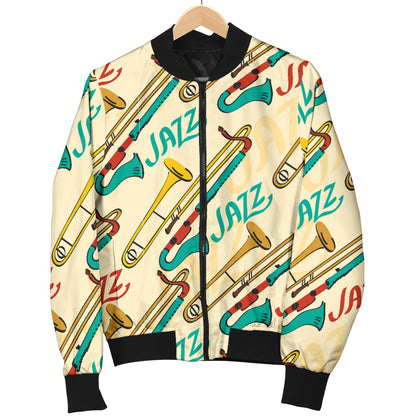 Trombone Pattern Print Design 03 Women's Bomber Jacket