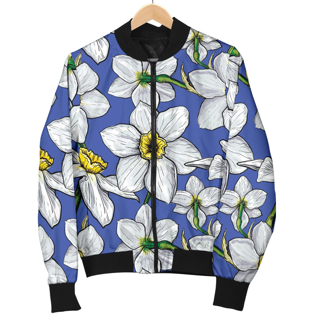Daffodils Pattern Print Design DF08 Women Bomber Jacket