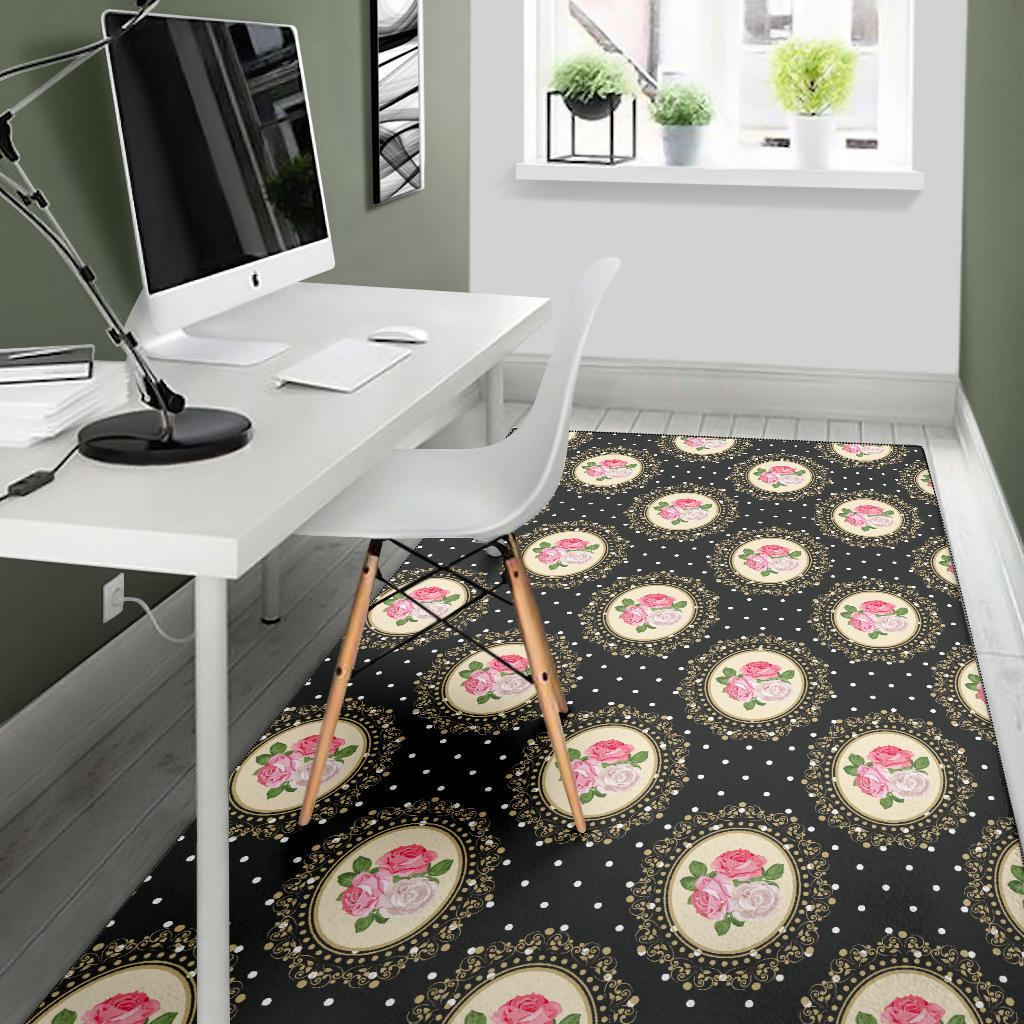 Rose Pattern Print Design RO015 Area Rugs
