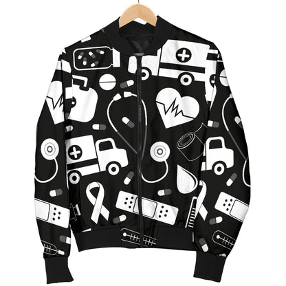 Medical Pattern Print Design 01 Women's Bomber Jacket
