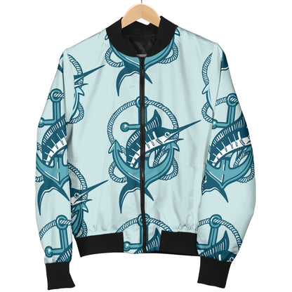 Swordfish Pattern Print Design 03 Women's Bomber Jacket