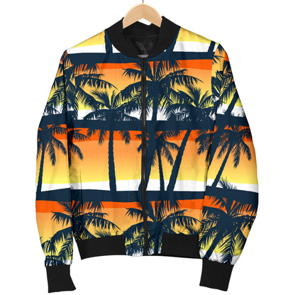 Palm Tree Pattern Print Design PT011 Women Bomber Jacket