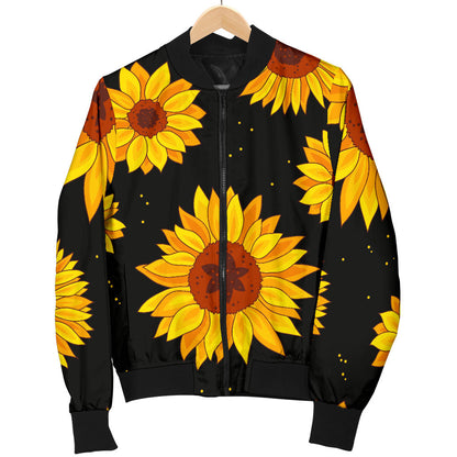 Sunflower Pattern Print Design SF09 Women Bomber Jacket