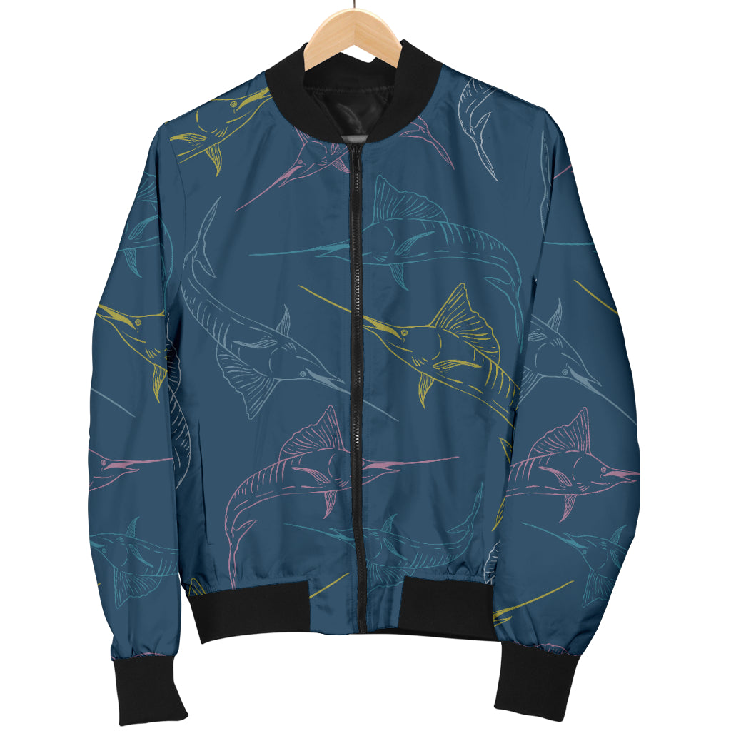 Swordfish Pattern Print Design 02 Women's Bomber Jacket
