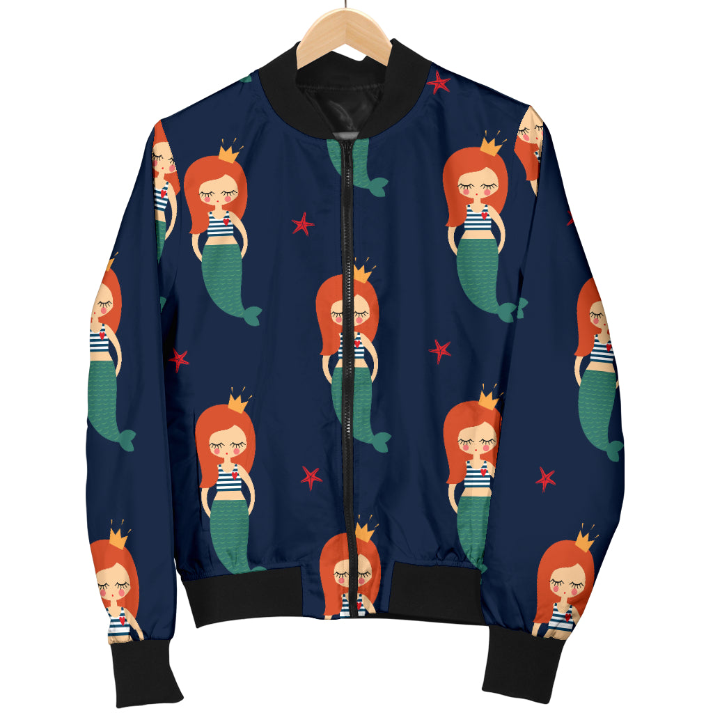 Mermaid Girl Pattern Print Design 01 Women's Bomber Jacket