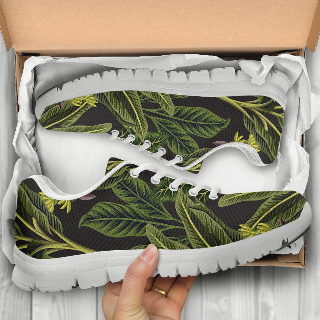 Banana Leaf Pattern Print Design BL04 Sneakers White Bottom Shoes