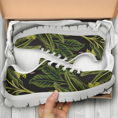 Banana Leaf Pattern Print Design BL04 Sneakers White Bottom Shoes