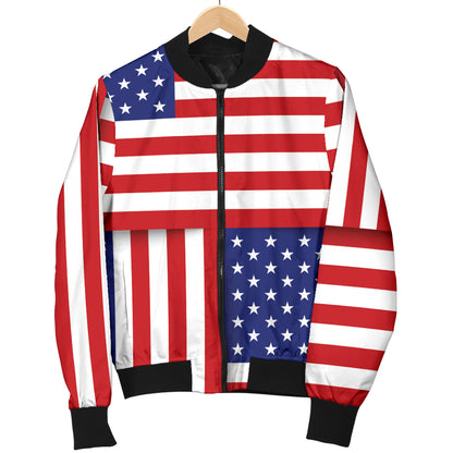 Patriotic US Flag Pattern Print Design A01 Women's Bomber Jacket