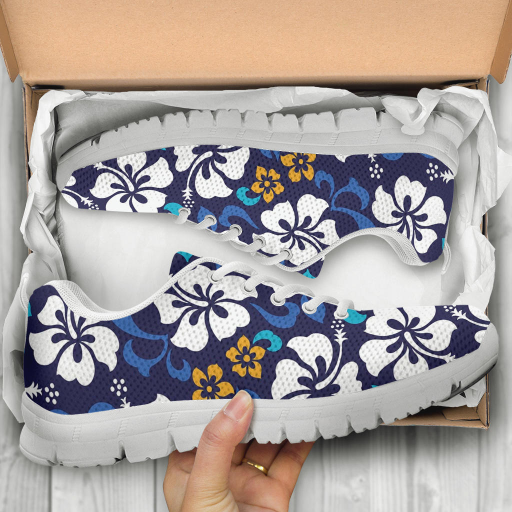 Hibiscus Pattern Print Design HB030 Sneakers White Bottom Shoes