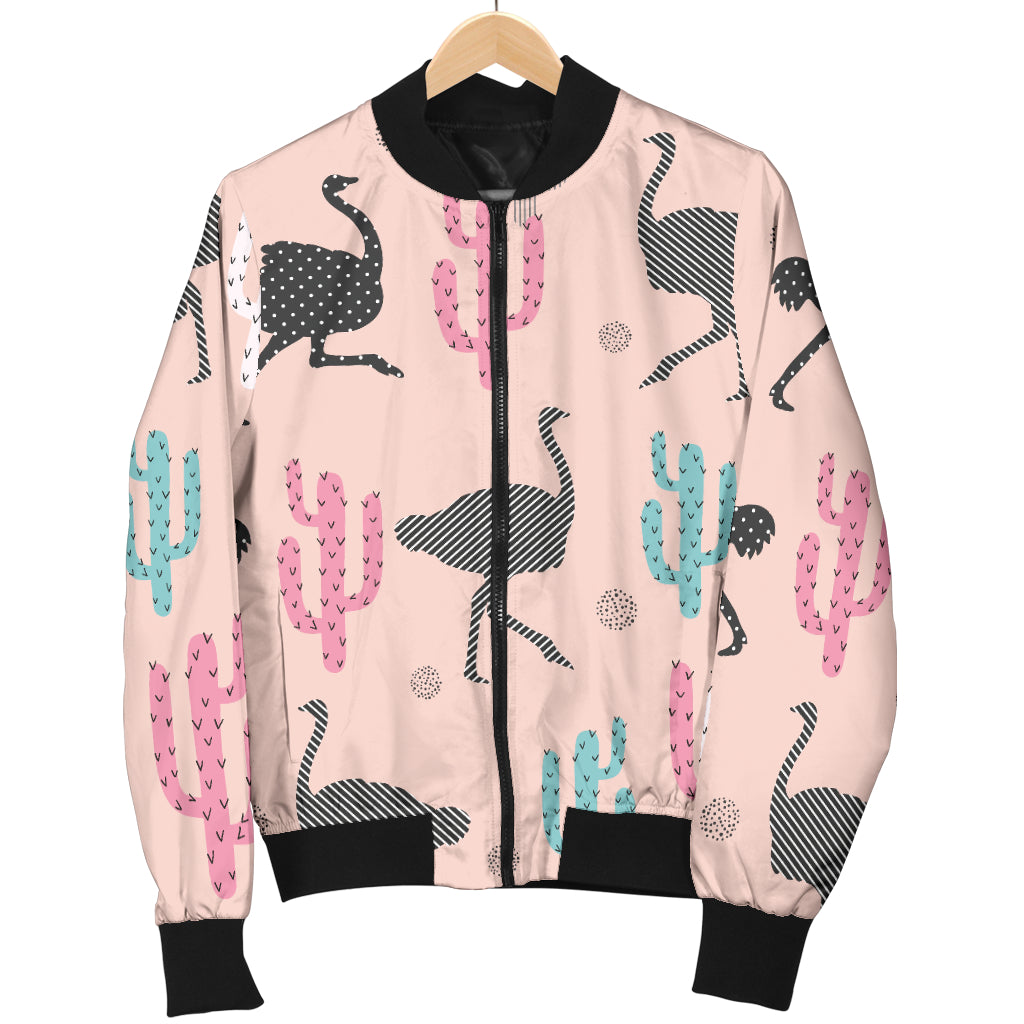Ostrich Pattern Print Design 03 Women's Bomber Jacket