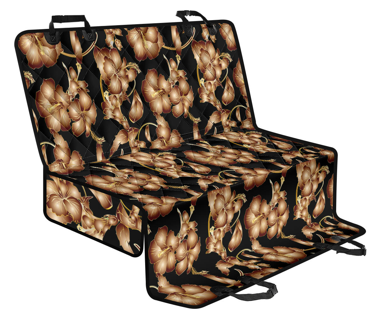 Brown Hibiscus Pattern Print Design HB06 Rear Dog  Seat Cover