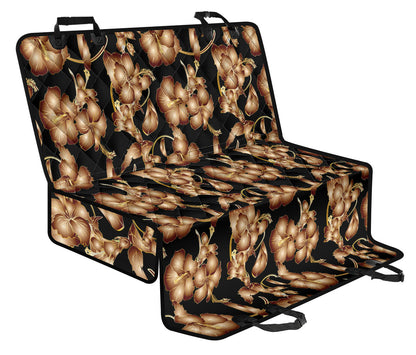 Brown Hibiscus Pattern Print Design HB06 Rear Dog  Seat Cover