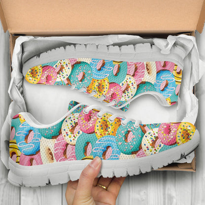 Donut Pattern Print Design DN01 Sneakers White Bottom Shoes