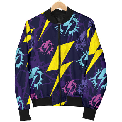 Lightning Thunder Pattern Print Design 01 Women's Bomber Jacket