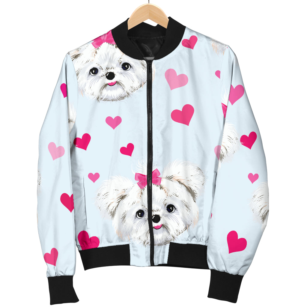 Maltese Pattern Print Design 03 Women's Bomber Jacket