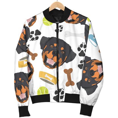 Rottweiler Pattern Print Design A04 Women's Bomber Jacket
